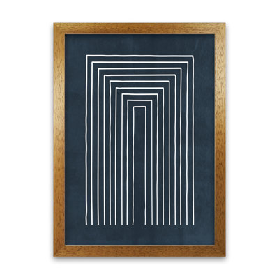 Lino Style Blue Geometric Lines - Print