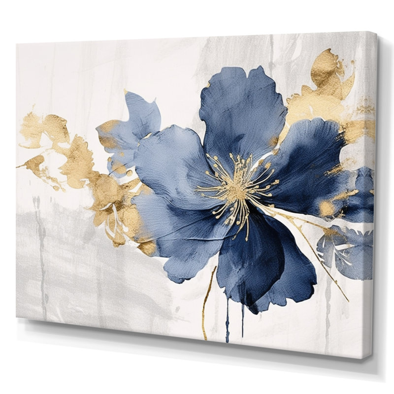 Hibiscus bleu et blanc, fleurs d'harmonie tropicale I - art mural floral, H 34 po x l 44 po, Toile tendue