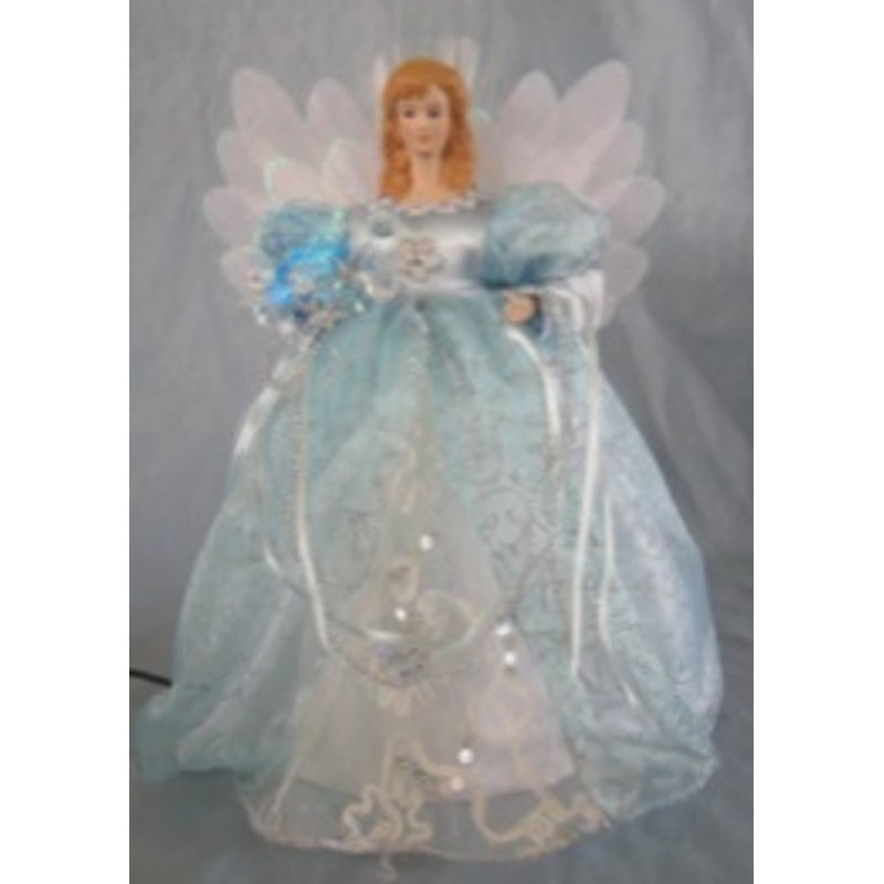 Lighted Fiber Optic Angel Christmas Tree Topper - 12" - Blue And White