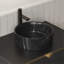 Lavabo de salle de bain rond en céramique 14 "avec motif de pierre, sans robinet, sans armoire, noir mat-1567055801