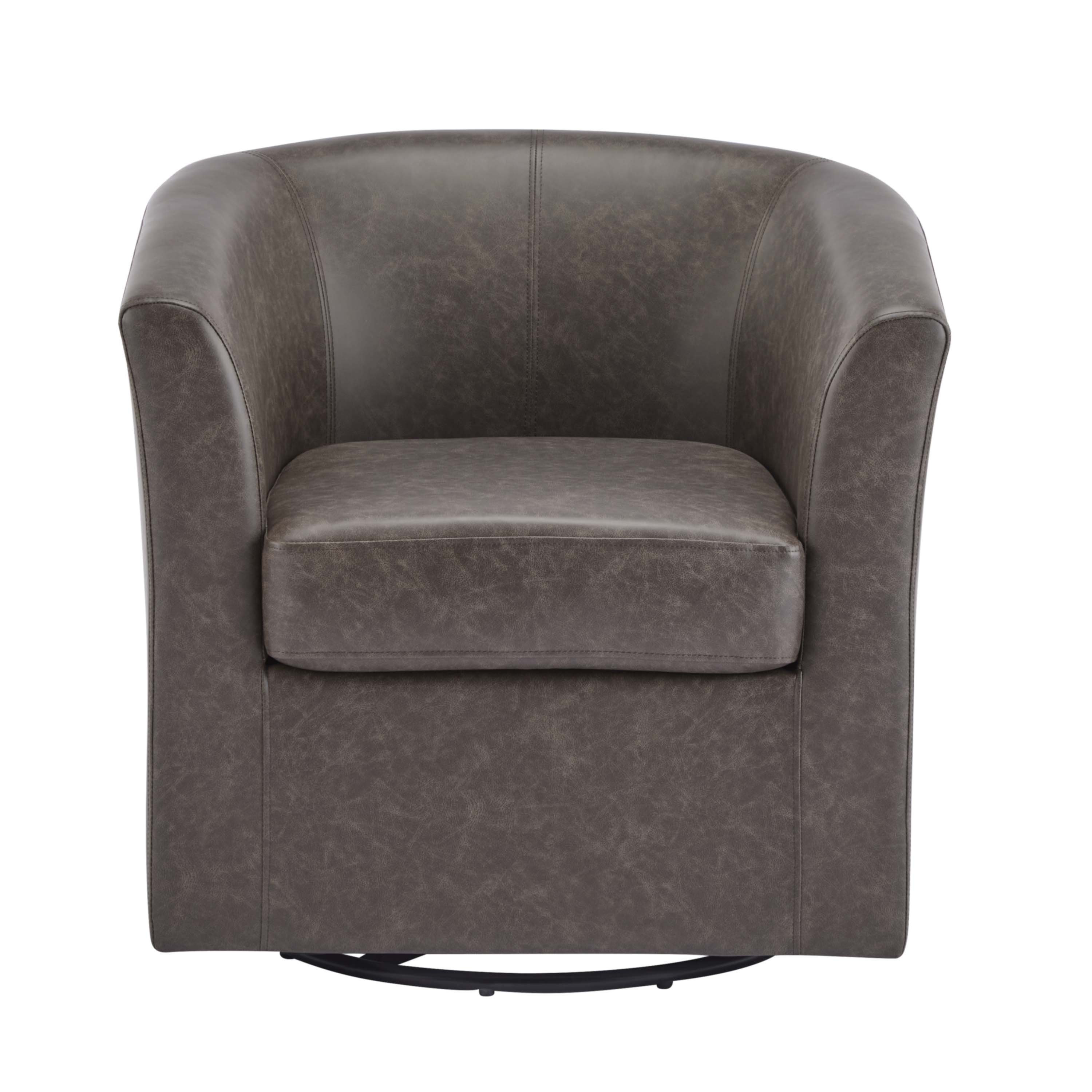 Latitude Run® Faux Leather Swivel Barrel Chair | Wayfair