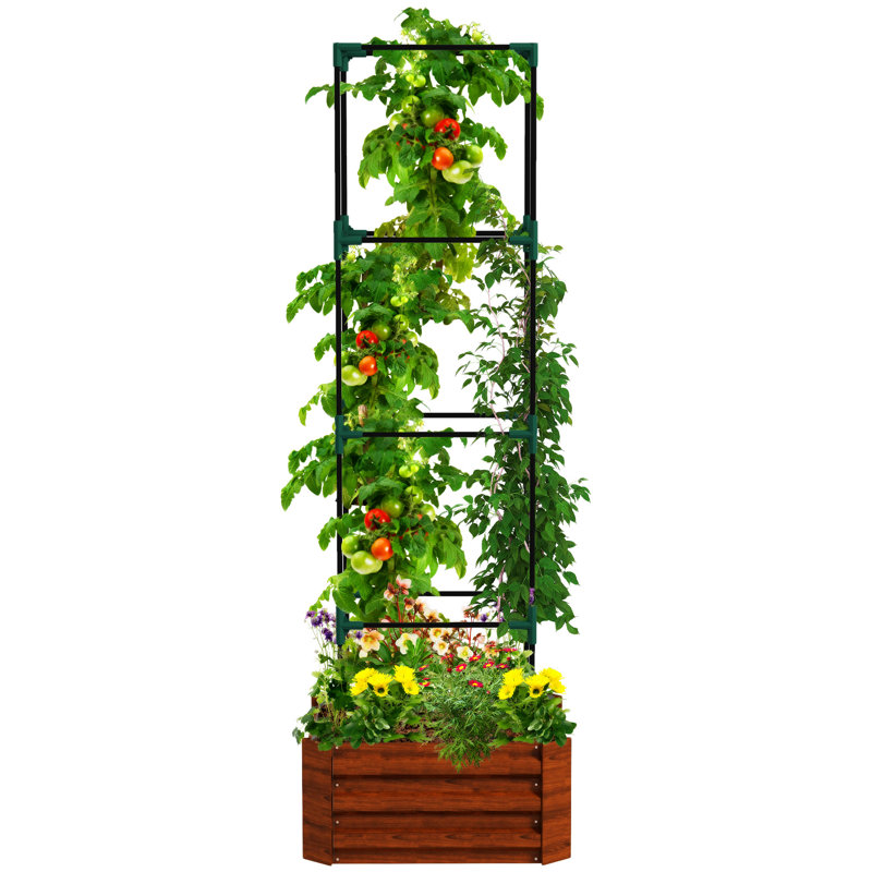 Lit de jardin surélevé galvanisé Outsunny, Brun