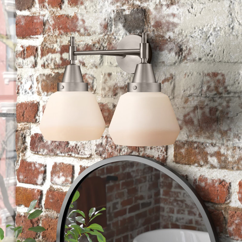 Éclairage pour meuble-lavabo à 2 lumières à intensité variable Gayle, Blanc mat, Nickel satiné, Ampoule non incluse