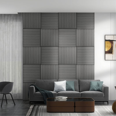 24" X Sound Absorbing Panels - 3d Faux Wood In Gray Enhance Your Room's Aesthetics Wall Transform Kitchen Into A Stylish Space