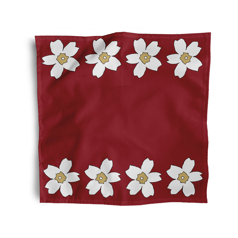 Chever Big Flower Napkins, White/Red