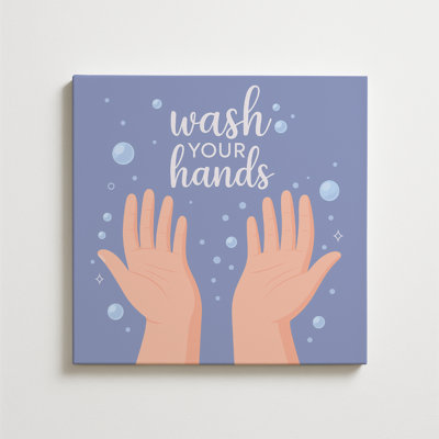 «Wash Your Hands», impression sur toile encadrée | Toile pour la vie, la chambre à coucher, le bureau, l'affiche de photo de décoration murale sur toile, fabriquée aux États-Unis | 36 x 36
