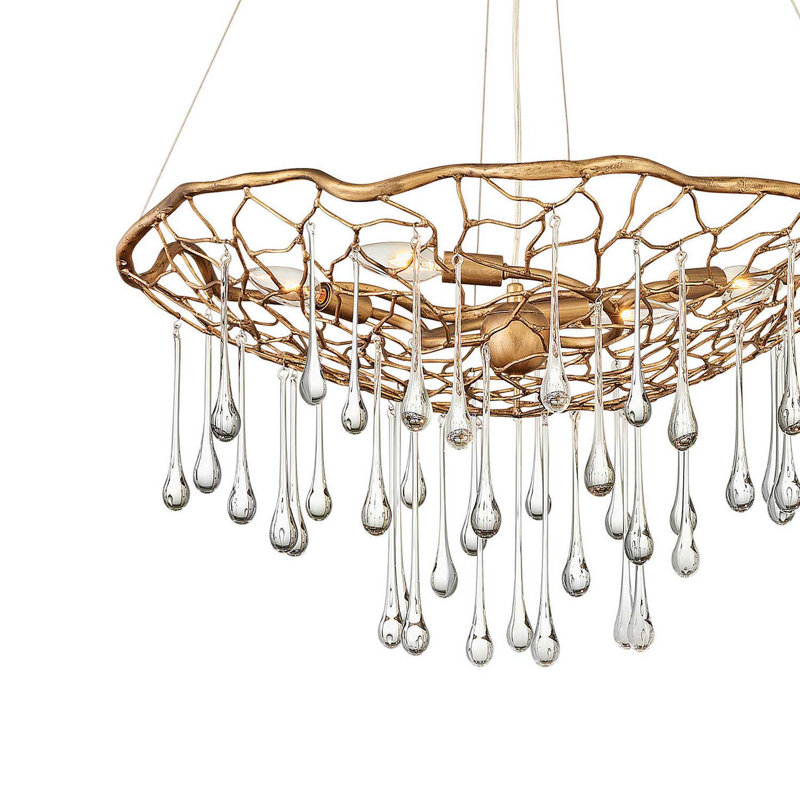 Laguna 4-Light Modern Chandelier with Glass Water Droplets by Lisa McDennon