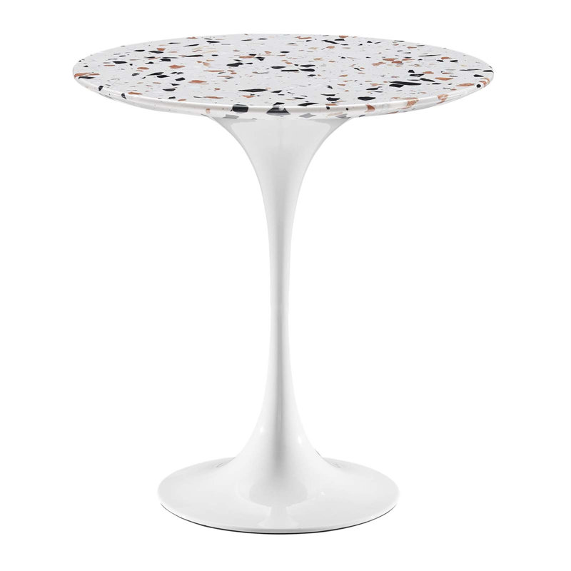Modway Lippa Round Side Table, Walnut, White