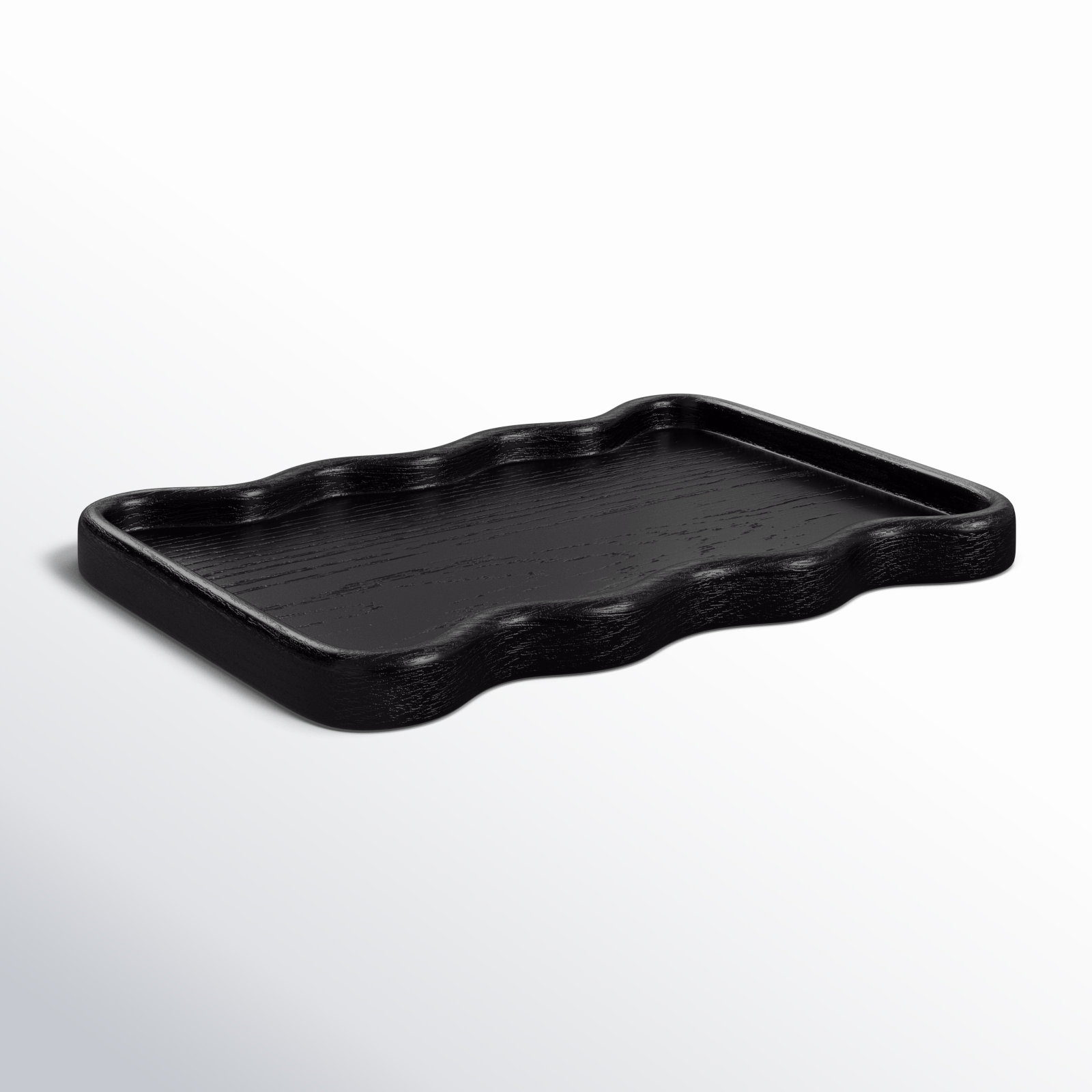 Almandine Solid Wood Tray - Set of 1, Black, 1.5" H x 19.25" W x 13.1" D