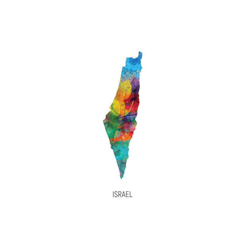 Israel Map by Michael Tompsett - Wrapped Canvas Print, 20.32 cm H x 30.48 cm W