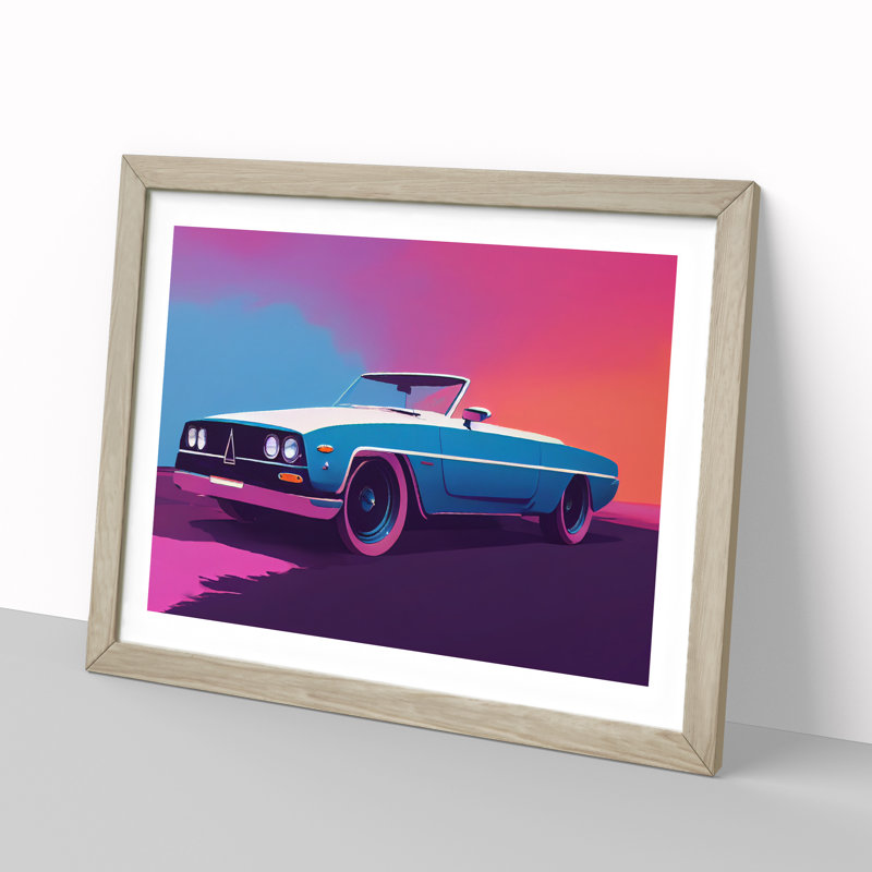 Neon Concept Car Vol.1 - Single Picture Frame Print, 46cm H x 64cm W, Oak