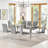 7-Piece Dining Set, 80" Extra Large Rectangular Tempered Glass Dining Table With Stainless Steel Round Tube Legs, 6 PU Leather Dining Chairs With C-Shaped Stainless Steel Base-1946211181-1946211180-1946211179