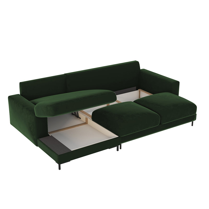 Benites 3 Seater Sofa Bed, Left Hand Facing, Emerald Green