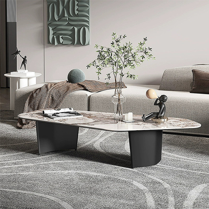 Italian Irregular Rock Slab Coffee Table, 15.75" H x 55.12" L x 27.56" W