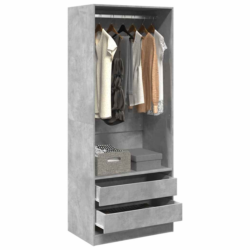 Symirah Manufactured Wood Wardrobe, Concrete Grey