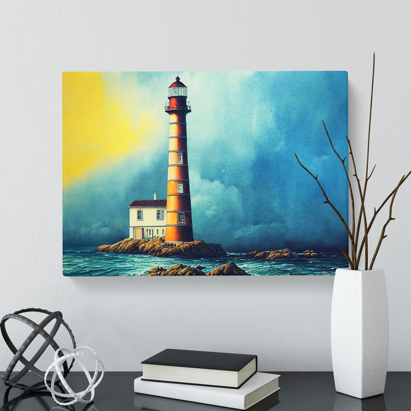 Lighthouse Watercolour Vol.5 - Wrapped Canvas, 50cm H x 76cm W x 3cm D