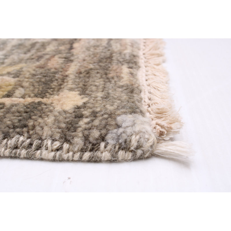 Tapis gris foncé en laine noué à la main de conception unique 9 pi x 11 pi 7 po Aveya