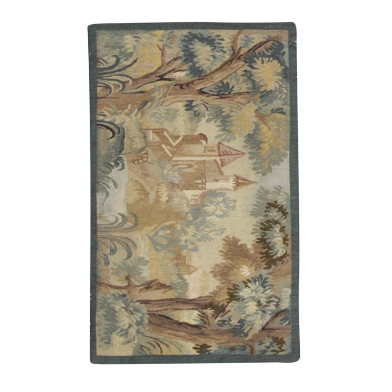 Hand-Knotted High-Quality Green and Beige Area Rug