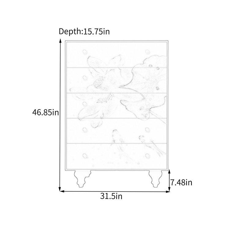 Armoire décorative en frêne avec tiroirs, Noyer