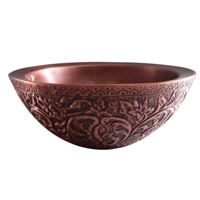 Barclay Akola 16'' Antique Copper Metal Circular Bathroom Sink