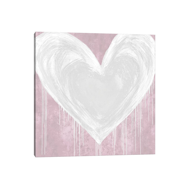 Big Hearted White On Pink by Lindsay Rodgers - Wrapped Canvas Print, 45.72 cm H x 45.72 cm W x 3.175 cm D