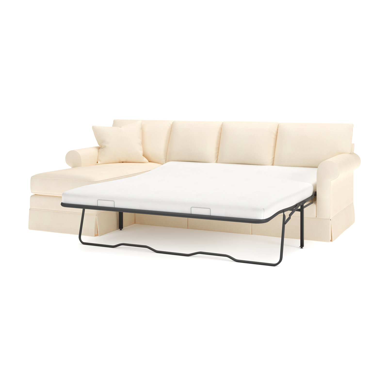 Friedman Sleeper Sectional with Chaise, Bayou Natural Canvas, Left Hand Facing