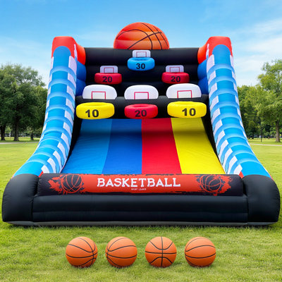 10x 13 x 10FT  Inflatable Basketball Hoop Game with 4 Balls & Air Blower, Easy Setup for Indoor & Outdoor Events, Carnivals & Backyard Fun