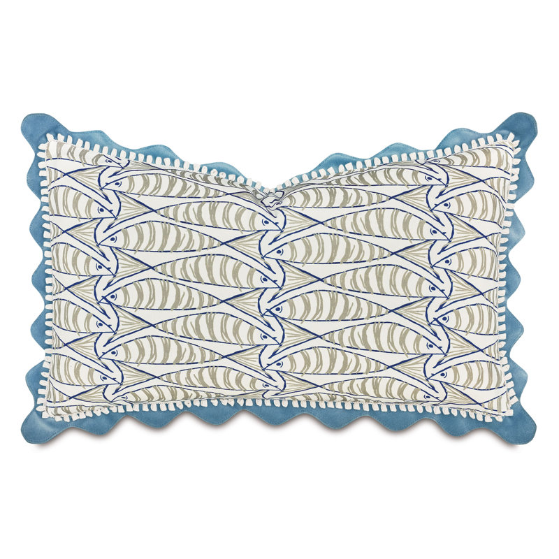 Throw Pillow, White/Blue