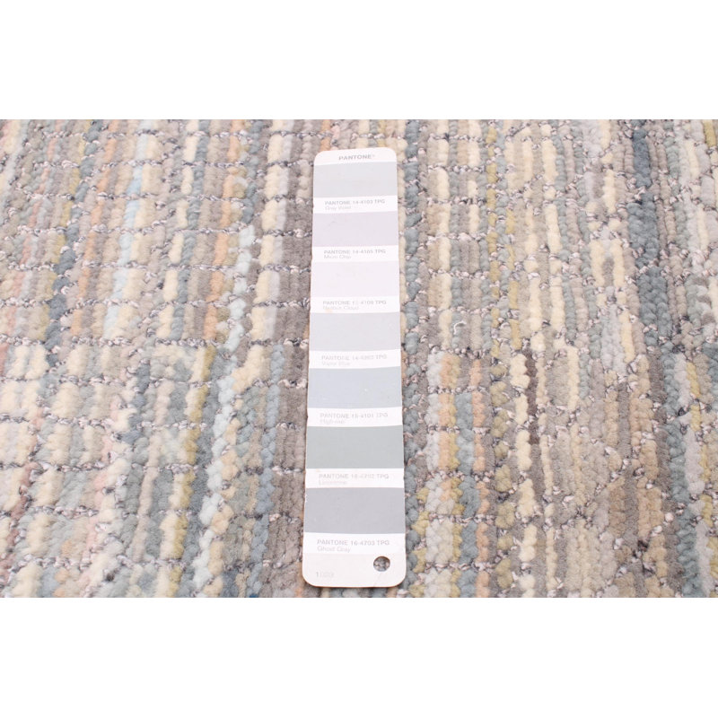Tapis gris ombre en soie 7 pi 9 po x 9 pi 7 po