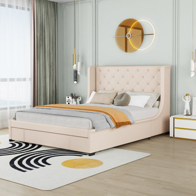 Grand lit plateforme avec rangement