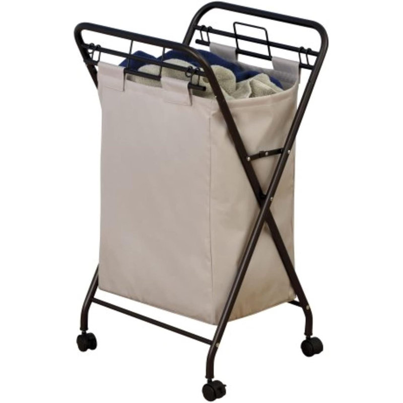 Rolling Laundry Basket With Heavy-Duty Canvas Bag