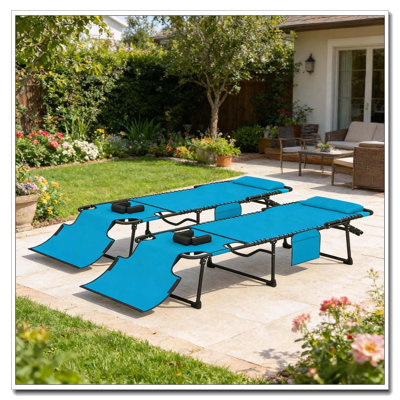 Ensemble de 2 chaises longues pliantes