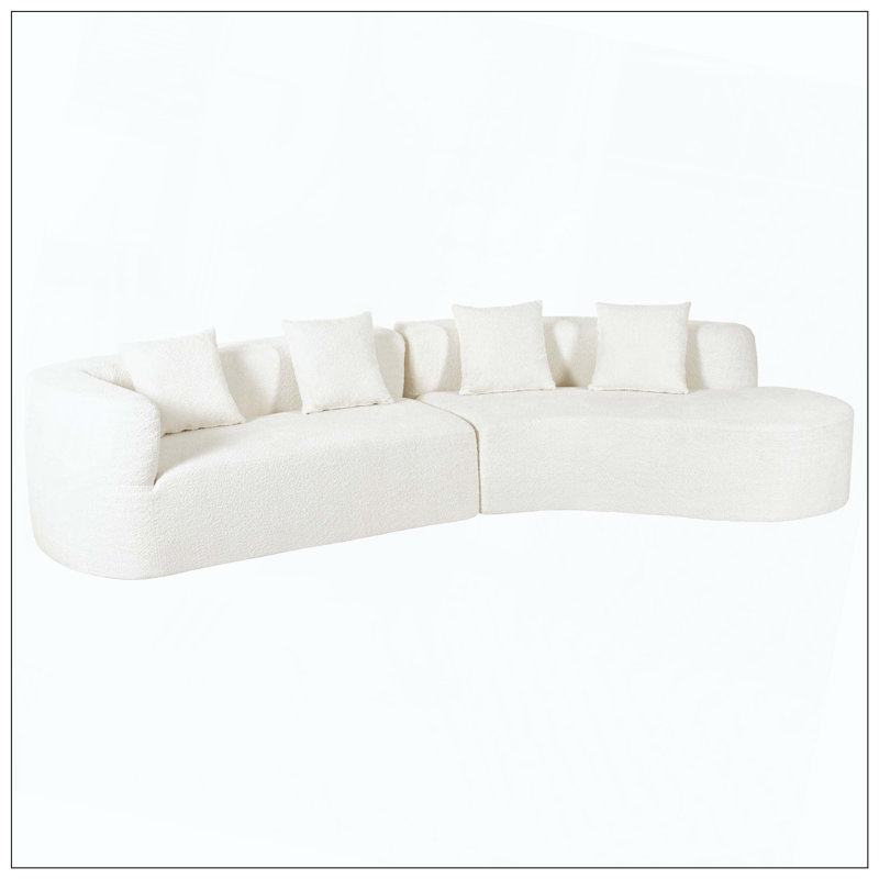 Coussin moelleux courbé moderne avec 4 coussins, Beige