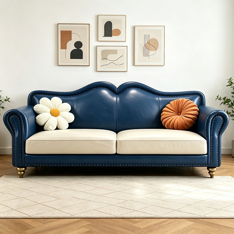 Canapé bleu clair de luxe de style américain, L 64,96 po