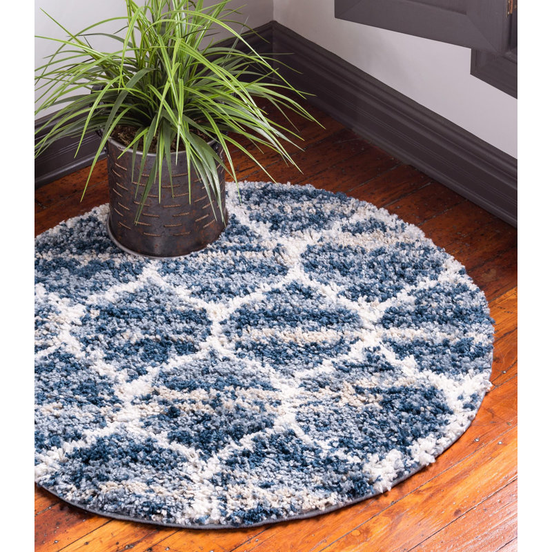Burriss Geometric Shag Area Rug, Round 99cm