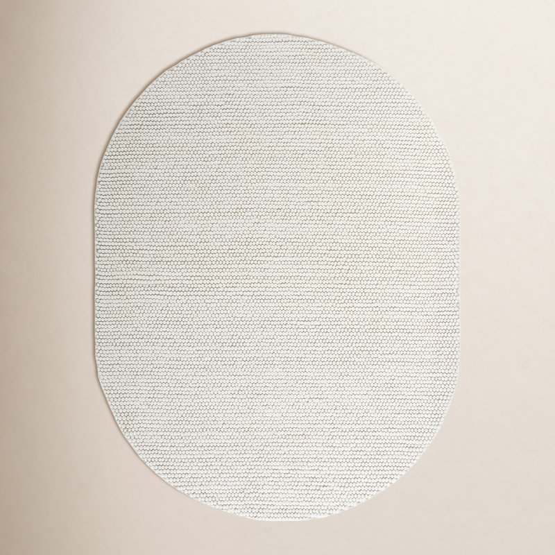 Tapis ivoire fait à la main Elle, Ovale 5 pi x 8 pi