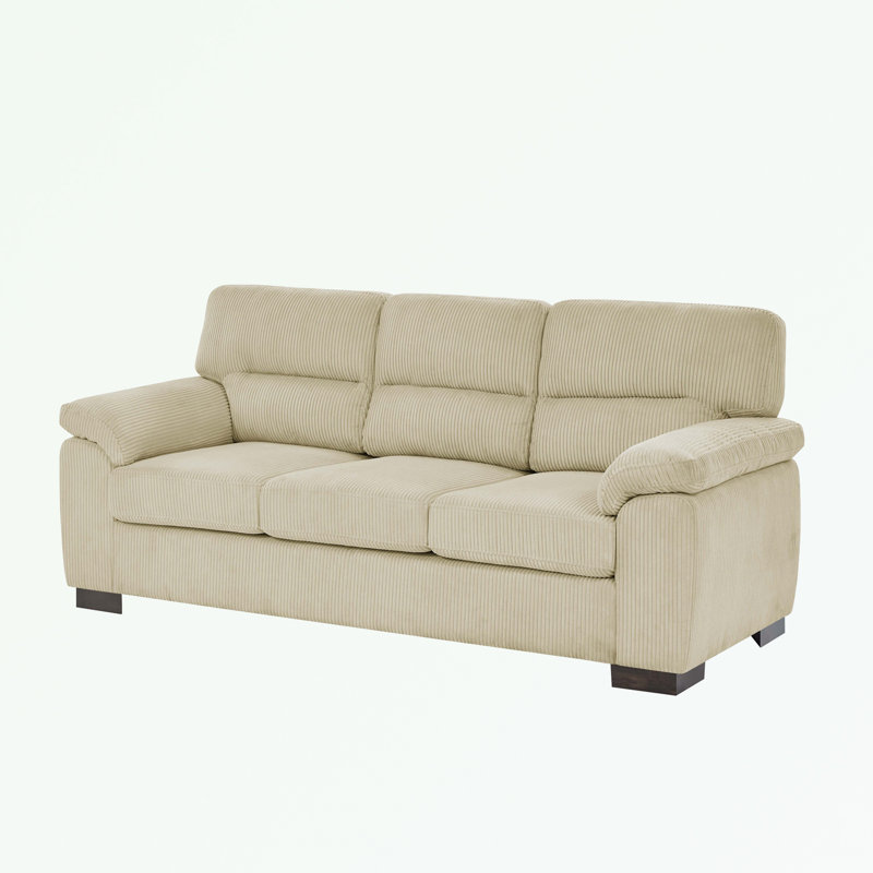 Upholstered 81'' Sofa, Cream Corduroy Duplicate 1