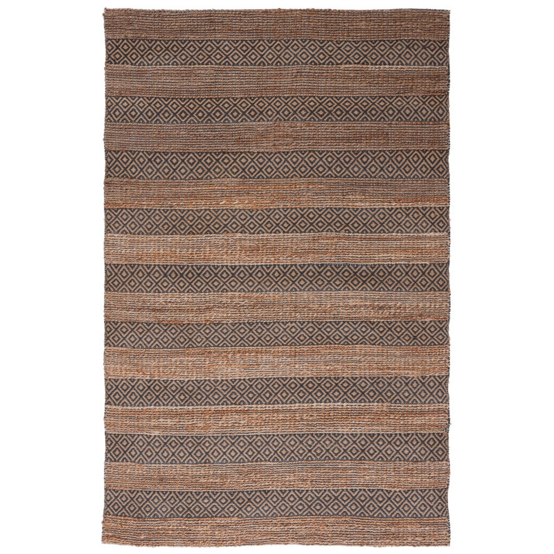 Sonny Geometric Flatweave Charcoal/Natural Area Rug, Rectangle 10' x 14'