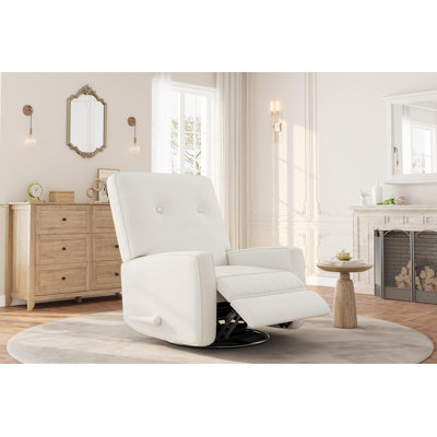 360° Swivel Rocking Recliner Chair with Adjustable Backrest, Cozy Linen/Corduroy Armchair for Living Room