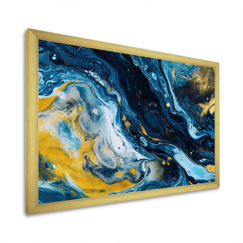 Agathe Ripple Golden Rivers V, reproduction d'art sur toile, Cadre doré à une seule photo, H 24 po x l 32 po x P 1 po