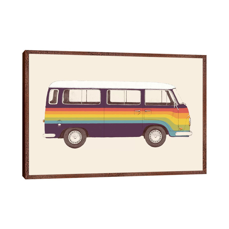 Van Rainbow by Florent Bodart - Print on Canvas, Classic Brown Wood Framed, 101.6 cm H x 66.04 cm W