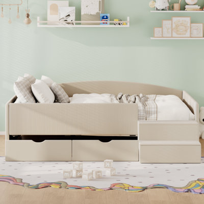 Lits doubles avec rangement, lit de jour moderne en velours aggloméré pour la maison