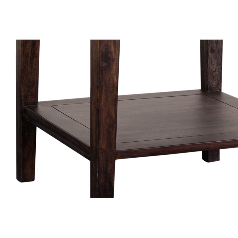 Table de bout en bois massif avec rangement Mariann, Naturel foncé