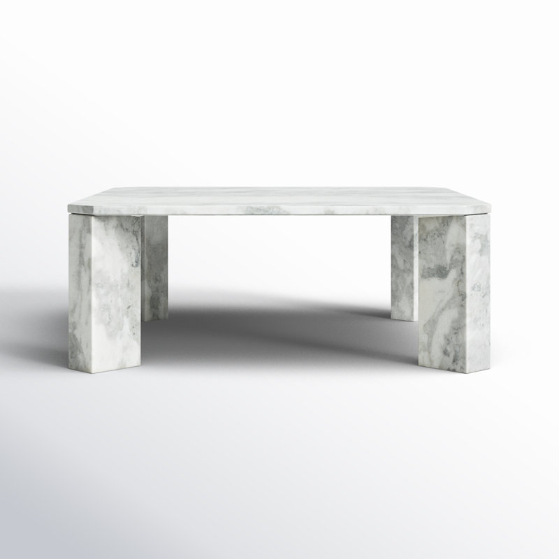 Ghislaine Marble Top Single Coffee Table, White/Gray