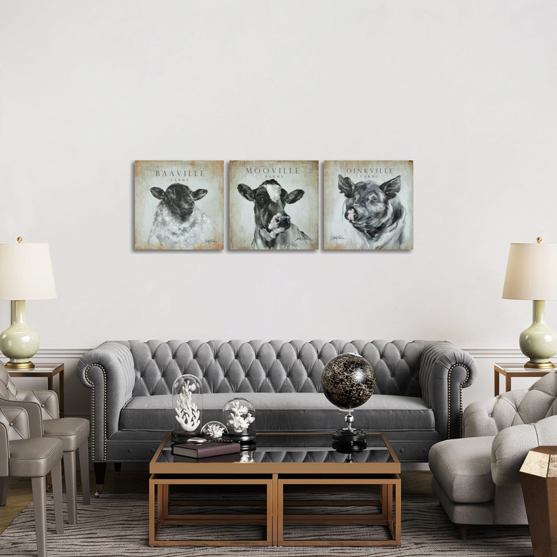 «Farms Triptych», ensemble d'art mural sur toile tendue (ensemble de 3)
