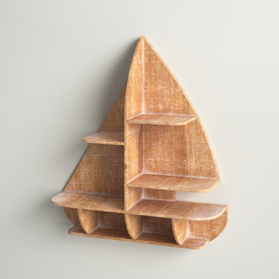 Tablette murale en bois 8 voiliers