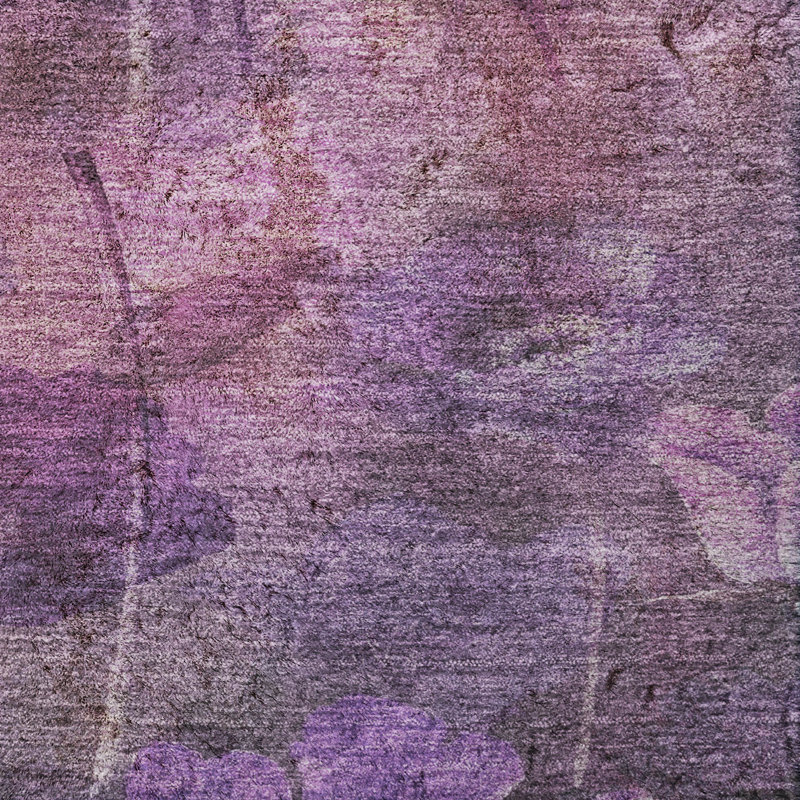 Tapis floral à poil long de qualité supérieure lavable à la machine ADS613, Purple, 5 pi x 7 pi 6 po