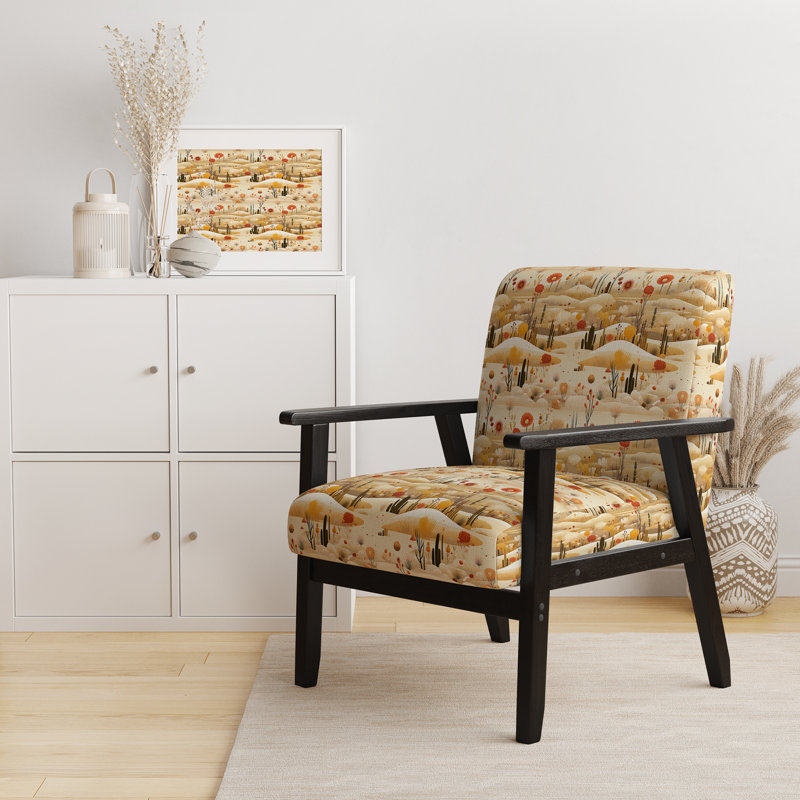 Fauteuil d'appoint rembourré Cactus Desert Dreams, Accoudoirs carrés noirs