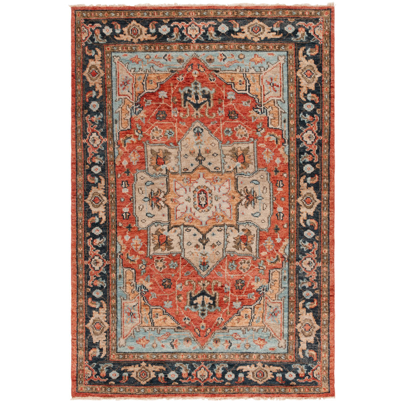 Samarkand 100 One Hundred Fourteen Area Rug In Rust / Charcoal, Rectangle 6' x 9'
