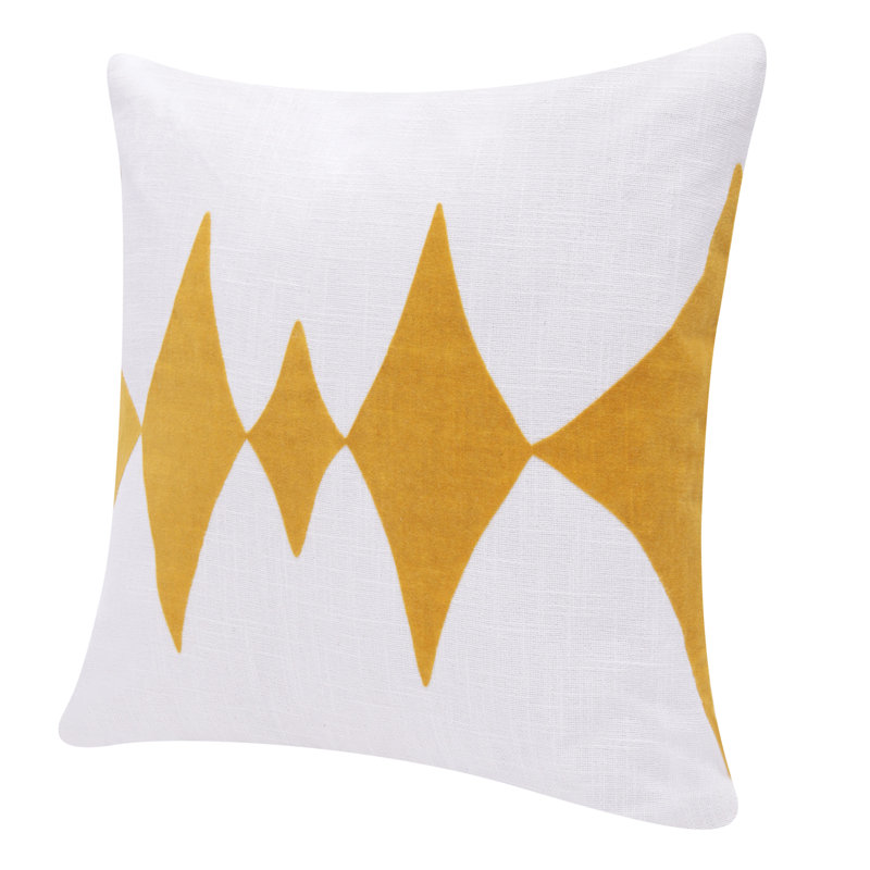 Coussin décoratif fait à la main Diamond Pulse, Jaune / Blanc, Polyester